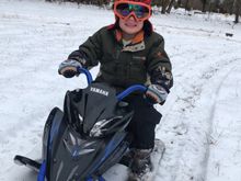 Finally had a decent amount of snow so we tried out his Christmas present. He wanted it to have a motor lol