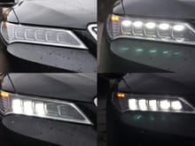 Okay, here is the best photo I can find showing the jewel eye functions. This is off a TLX but it operated exactly the same as the MDX. Top left=off top right= DRL bottom left=low beams bottom right=high beams