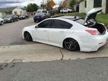 The first day my car got bagged. I was the first one with the official full airlift kit digital setup and struts for the 4G TL.