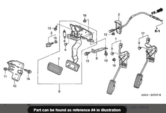 #3 is the brake switch, #4 is the pad the brake switch touches when the pedal is released.