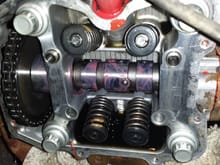 Cam Installed. Pink stuff is Redline assembly lube