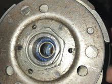 Small bearing is pressure fitted and has the snap ring in place.