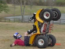 Ouch!!! This is what happens when you lean to far back when doing a wheelie.                                                                                                                            