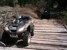 Crossing a bridge near the beaver dam