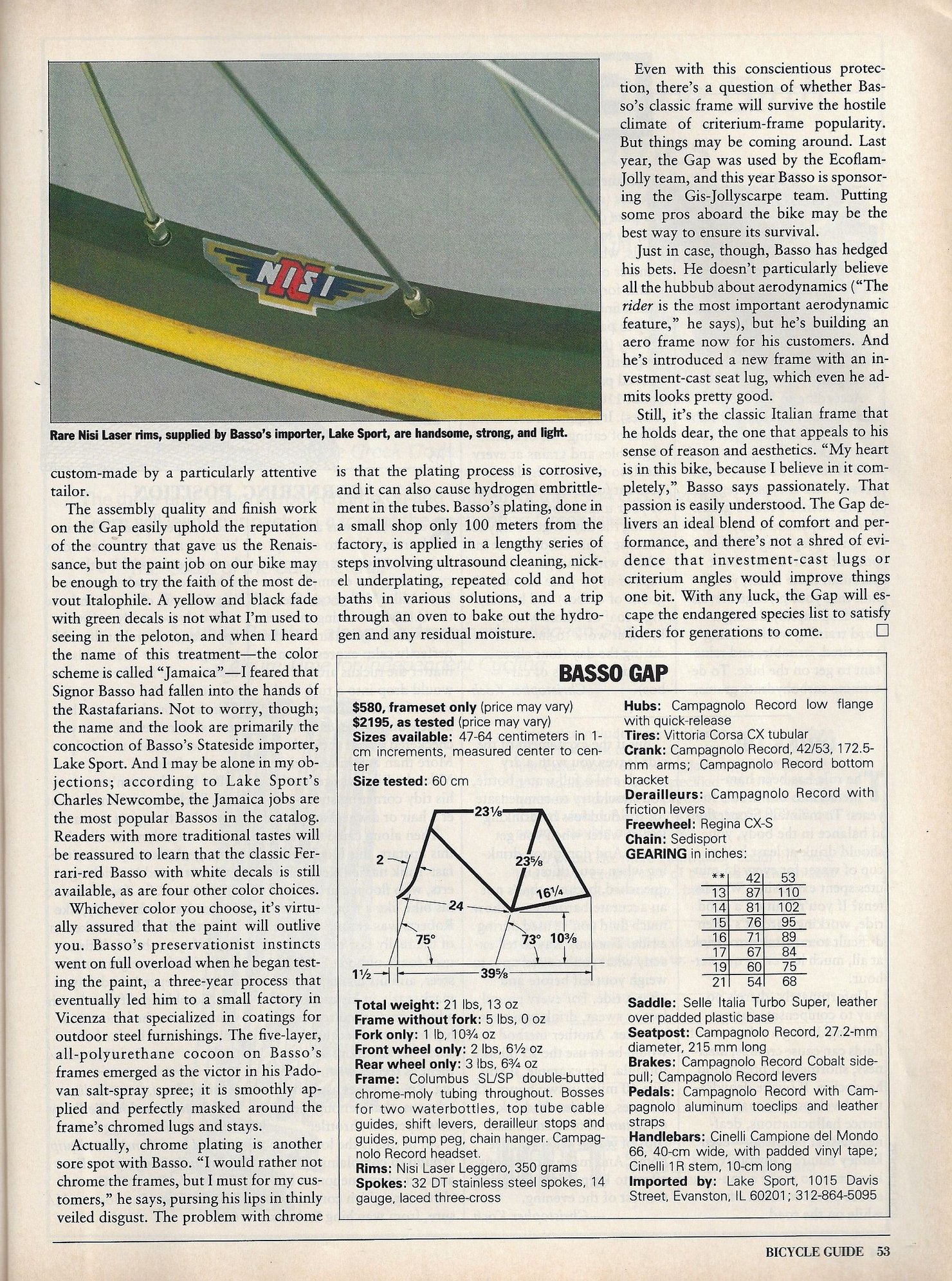 Road Test/Bike Review (1987) BASSO Gap Bike Forums
