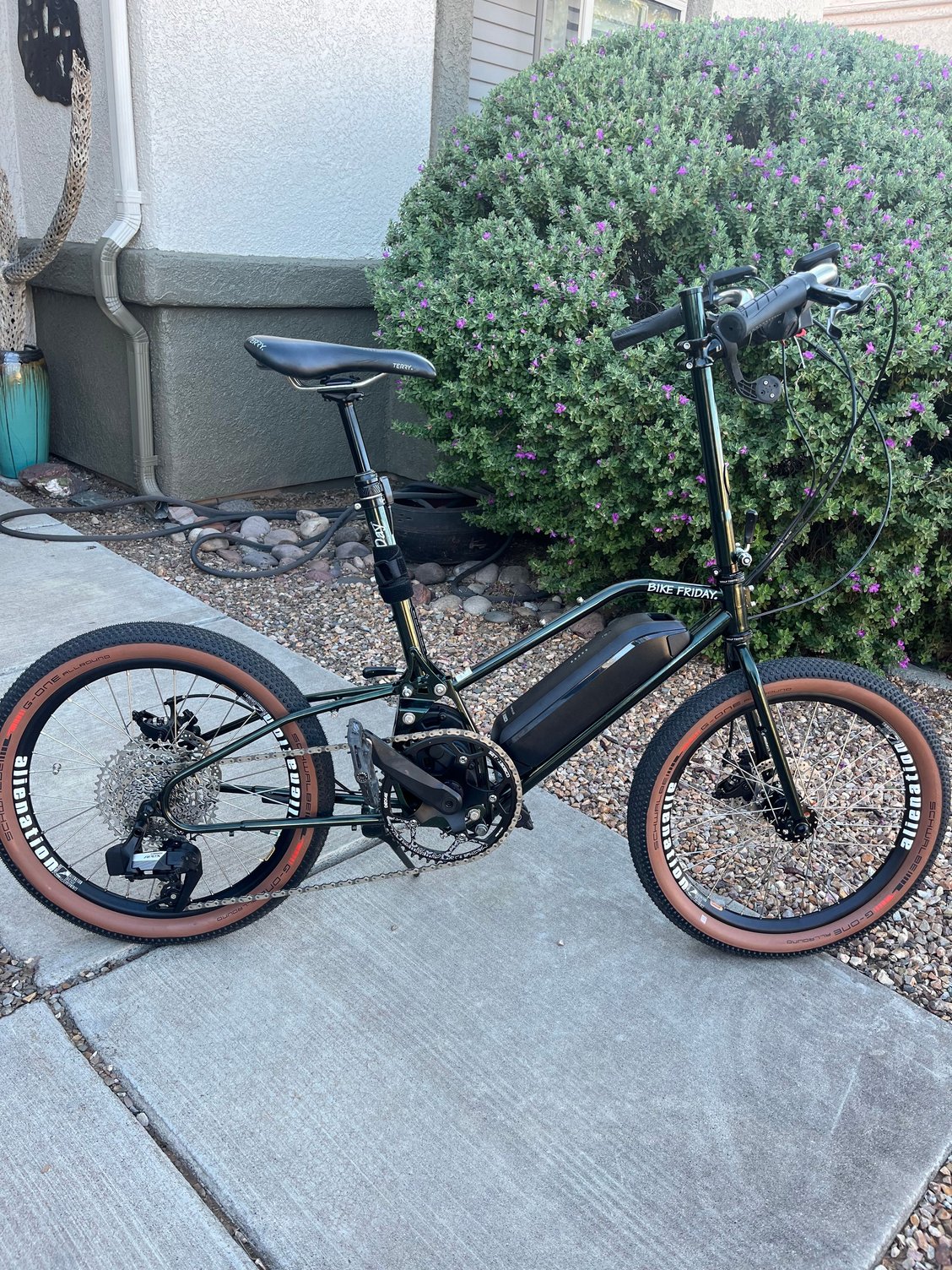 Customized Bike Friday All-Day.   (Stem height being determined, will be cut when I am sure of height). 