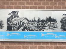 At the local city owned water park to recognize/honor the original locals
