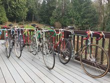 Noticed that no two have same color bar tape.  Tho the baby blue cloth kinda looks white-ish (and dirty).