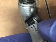 Spring inserted. Notice the outer tab aligned with the stop tab.