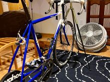 Freshly polished and waxed Breezer Venturi on trainer for winter