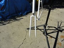 Front view of the detail of the fork and headtube.