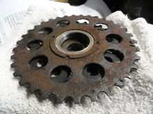 Looks a bit rough but should clean up with a wire wheel and a coat of silver.  34t large ring.