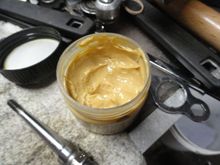 A tub of MH secret sauce, Valvoline high speed and Lucas oil to keep it from hardening.