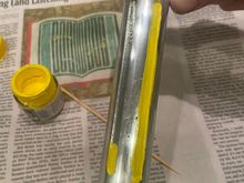 I’m horrible at staying inside the lines. Luckily while still wet, it wipes right off with a lil paint thinner on a paper towel. 