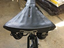 Original saddle labelled Phillips but probably made by Lycett or other and badged for Phillips.
