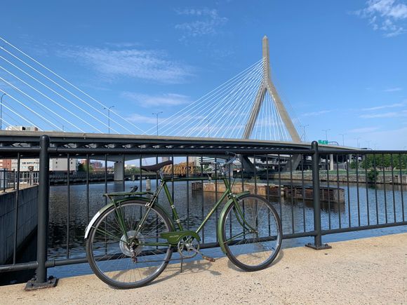 Zakeem Bridge from the locks crossing the Charles River from Boston to Charlestown.