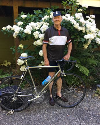 After he ride. Gotta water those hydrangeas