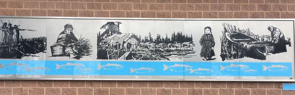 At the local city owned water park to recognize/honor the original locals