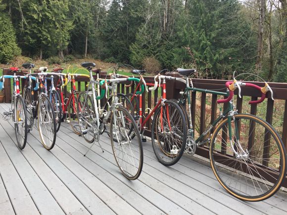 Noticed that no two have same color bar tape.  Tho the baby blue cloth kinda looks white-ish (and dirty).