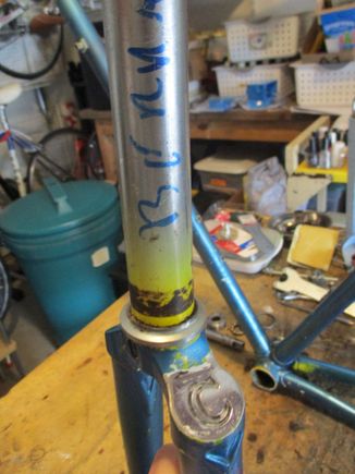 Random C pantograph on fork. Plus some writing on the fork.