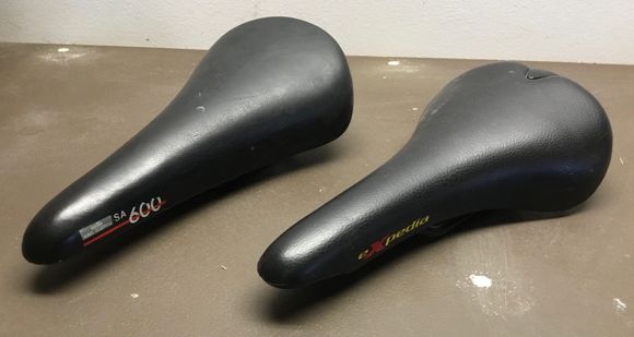 ‘98 San Marco SA600 with Pirelli branded rail mounts. ‘95 Selle Italia Expedia.