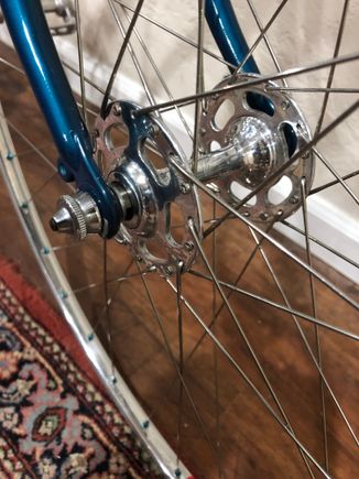 These are the special Nuovo Tipo hubs with the kidney shaped cutouts, apparently only on early Le Champions...