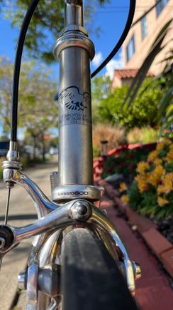 Fork crown with alloy OEM fork.