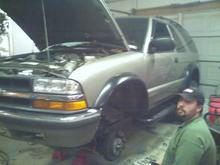 budy helping me work on sway/control arm bushings