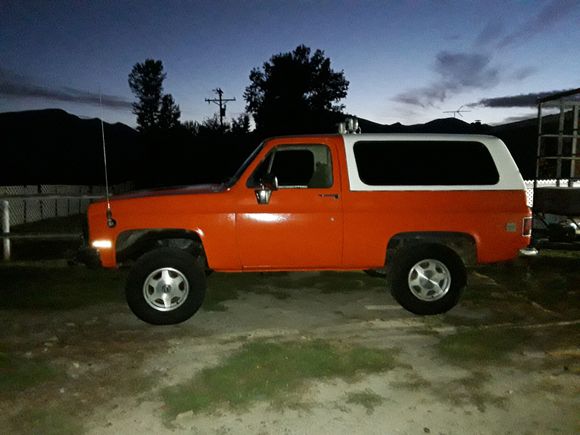 2002 Chevy K1500 p/u rims with 2"spacers to get the centerline back where it belongs and to miss the calipers. The paint is 1956 Case Tractor "Flambeau Red" - the white is kinda generic GM appliance white I think. 