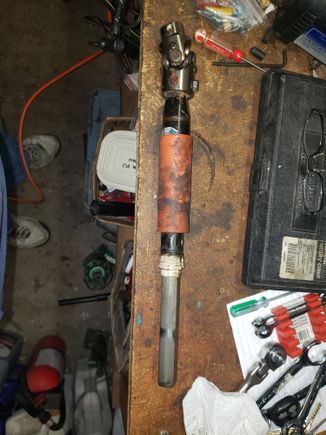 The lower intermediate shaft. I had trouble reinstalling it because I was not able to contract it sufficiently until I realized the plastic liner was jammed.
