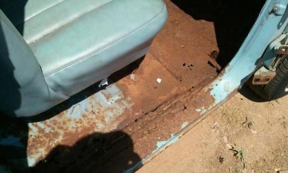 A little bit of rust on the passenger side floor pan..No biggy