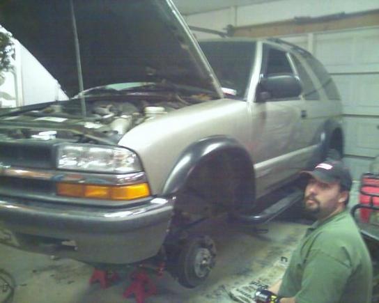 budy helping me work on sway/control arm bushings