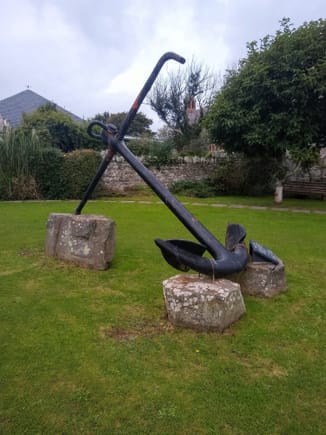 An old anchor in the little park in the village - this is as tall as me.