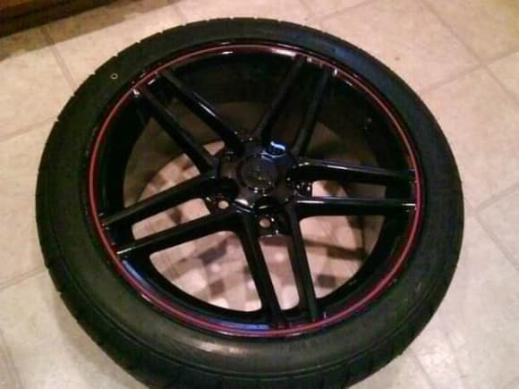 Black C6 ZO6 wheels with a red ring