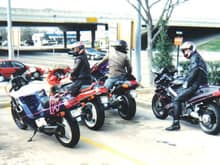 Us fixin to ride from LaPorte out to Anahauc,Tx. Way back in the winter of '95. I was the one snapping the photo.