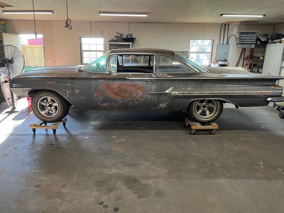 It sat in my back yard for 46 years and nearly rotted away. I have replaced trunk and floor pans. Working on rockers and quarters now. 