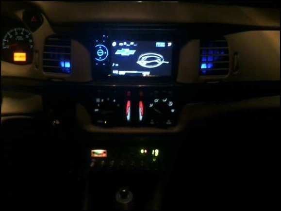 New radio/gps. Also, blue LED's in the center AC vents. LED's powered by the int. lights so they come on automatically and fade with the dimmer switch.