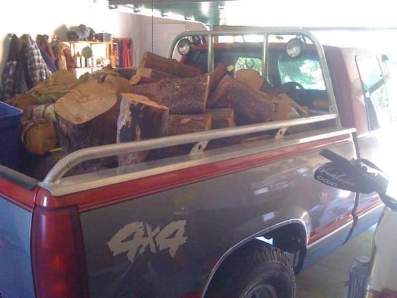 loaded with wood
