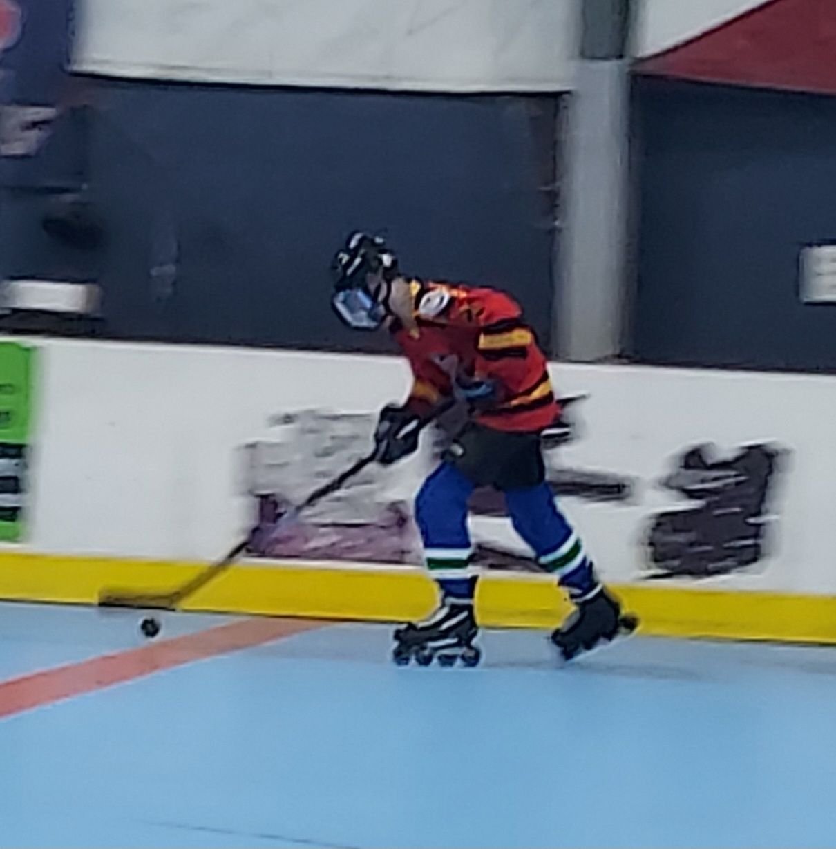 Gabe on the move during his 1st Roller Hockey game yesterday.