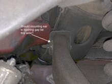 Could this bushing-to-mounting ear gap allow noisy suspension front/rear movement?