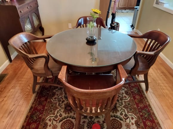 Antique claw foot table with chairs, has two leaves that go with it but our formal dining room does not have the space 
