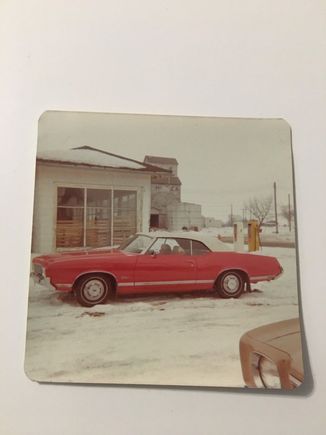 In the snow in Gretna, Manitoba, mid-1970s.