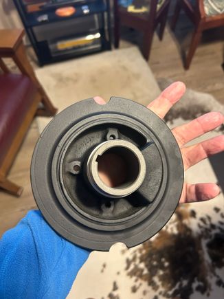 Backside of refurbished original balancer from Damper Dudes.  it's beautiful work!