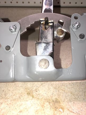 This is the new shift detent plate that came as part of a kit from Shiftworks to allow the extra gear for the TH200-4r.  Without the new detent plate, the transmission could not shift into first gear.