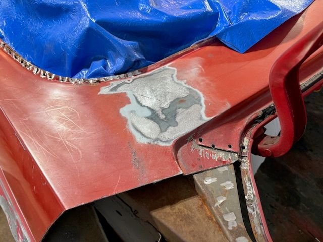 Sanded off the paint and I could then determine extent of leaded area.  