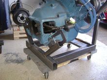 Finished engine stand, sitting on a furniture dolly. 