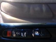 Before and after headlight resurfacing