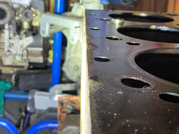 Few spots of concern. Machine shops will get some calls from me tomorrow. Price out a good check on the block and cylinder walls, cleaning of the block, balance and polish of the crank, freeze plugs and get that top flattened.