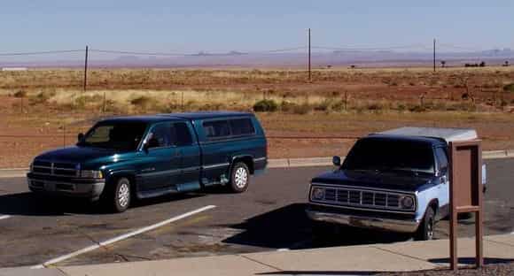 Newer trucks parked with us at times. This is a rest area near Holbrook AZ