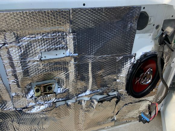 Taking advantage and swapping out the speakers and adding sound deadener.